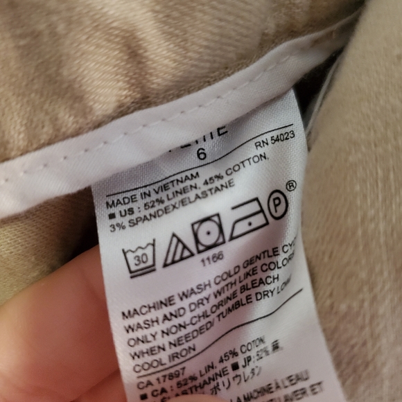 Banana Republic Blake crop khaki trousers size 6 petite linen blend lightweight - Picture 8 of 12